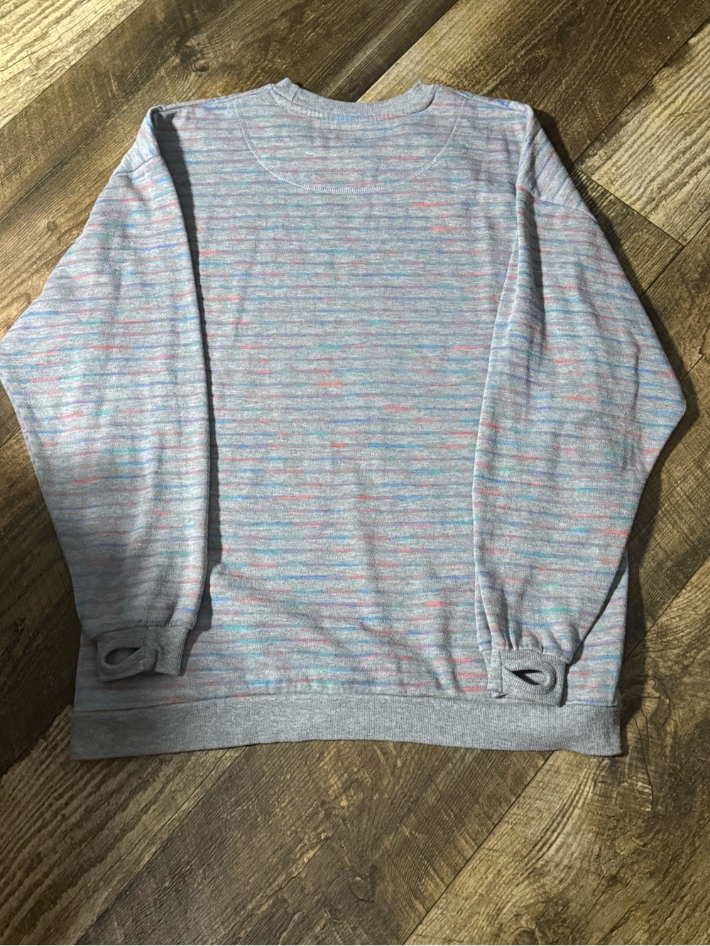 Southern Marsh Light Gray Heather Crewneck with Pastel Stripe Accents - Picture 4 of 4